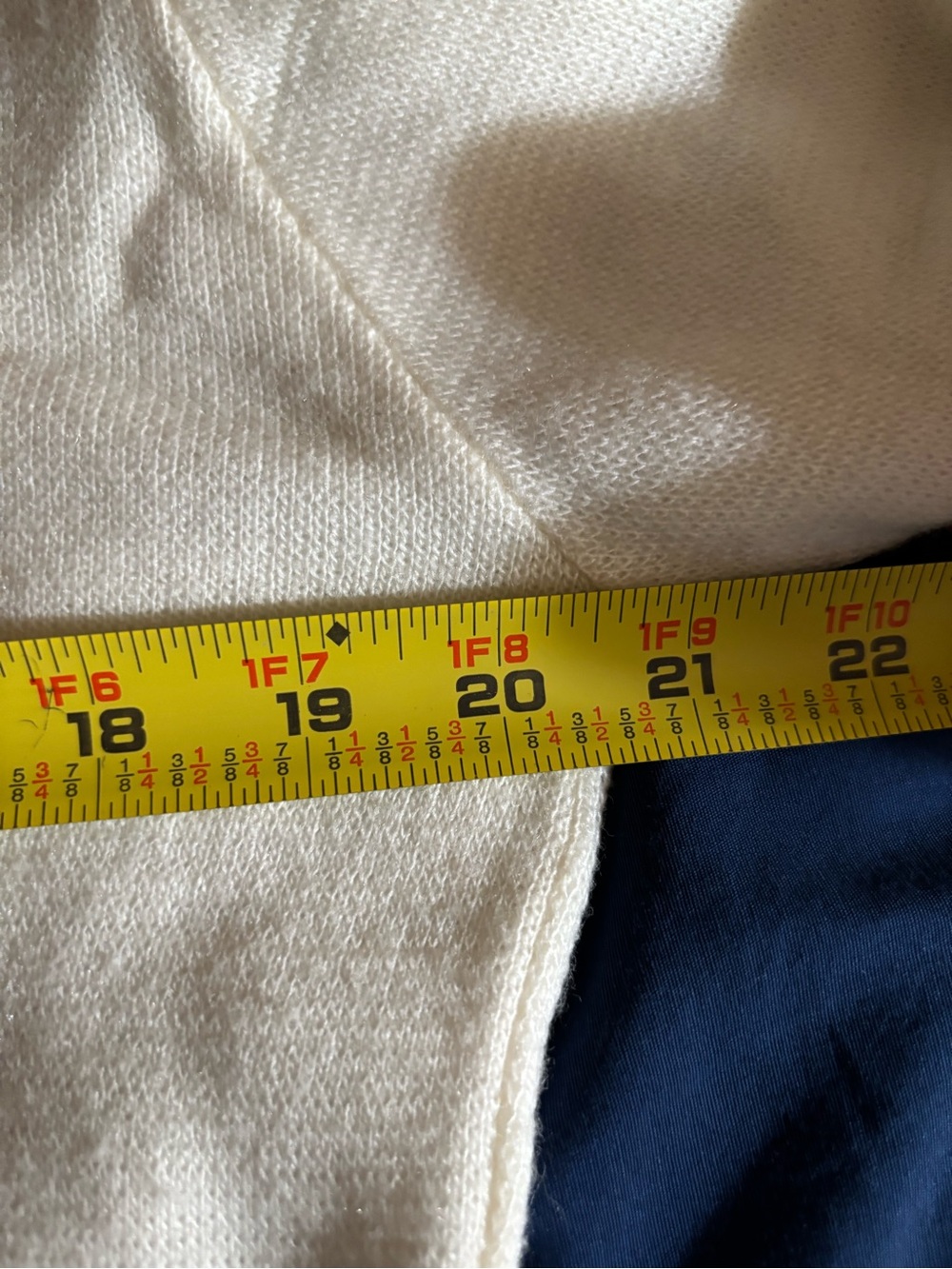 Puritan Cream Sweater with Bowling Red and Blue Strips Edge - Picture 7 of 16